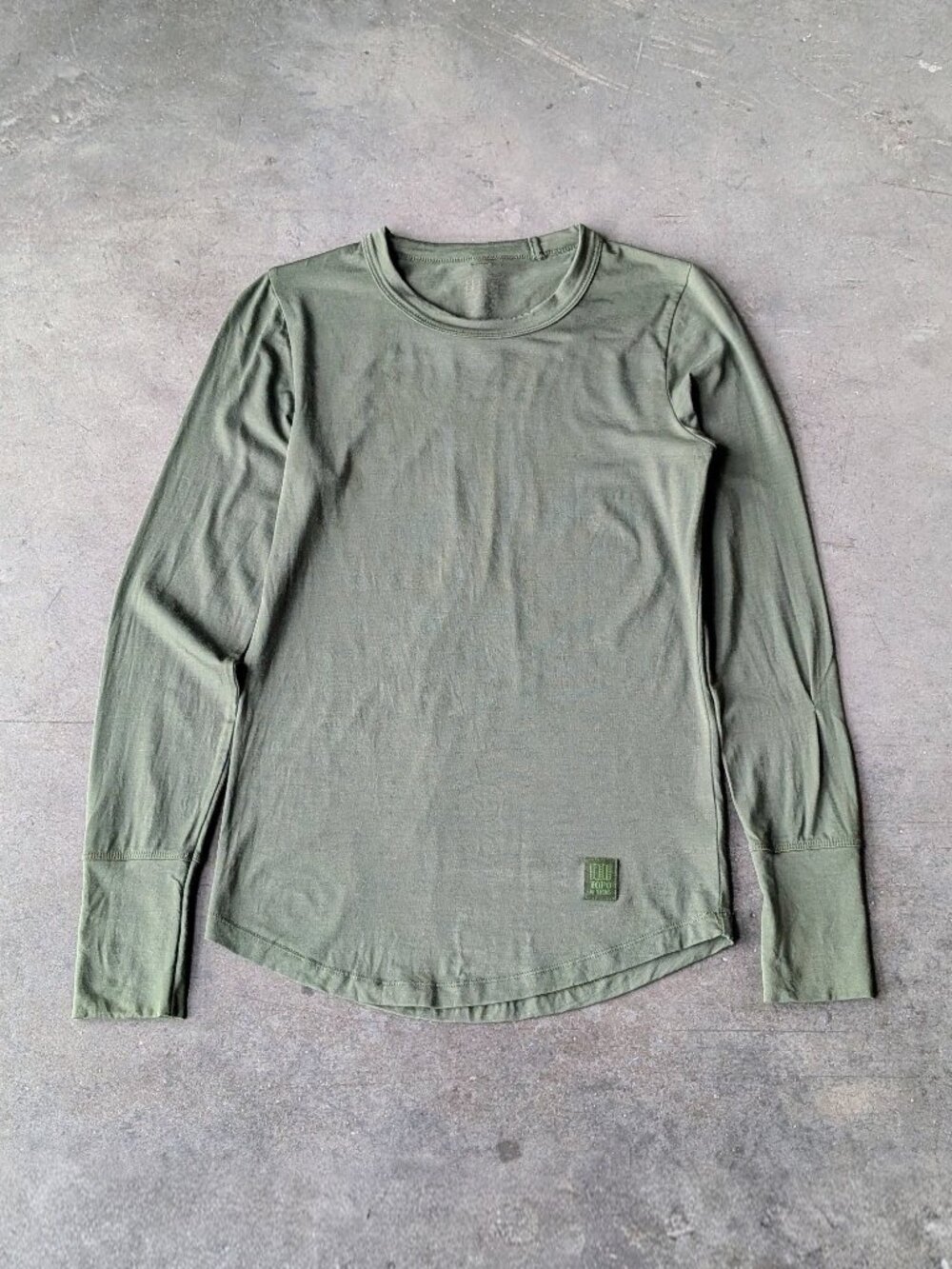Topo Designs Green Crewneck Long Sleeve Merino Wool Top size XS